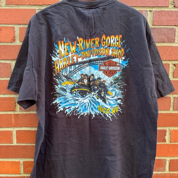 New River Gorge West Virginia Whitewater Rafting Harley Davidson Shirt 2004- XL - Picture 1 of 5